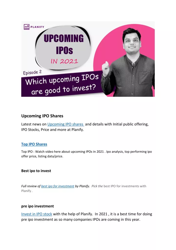 upcoming ipo shares