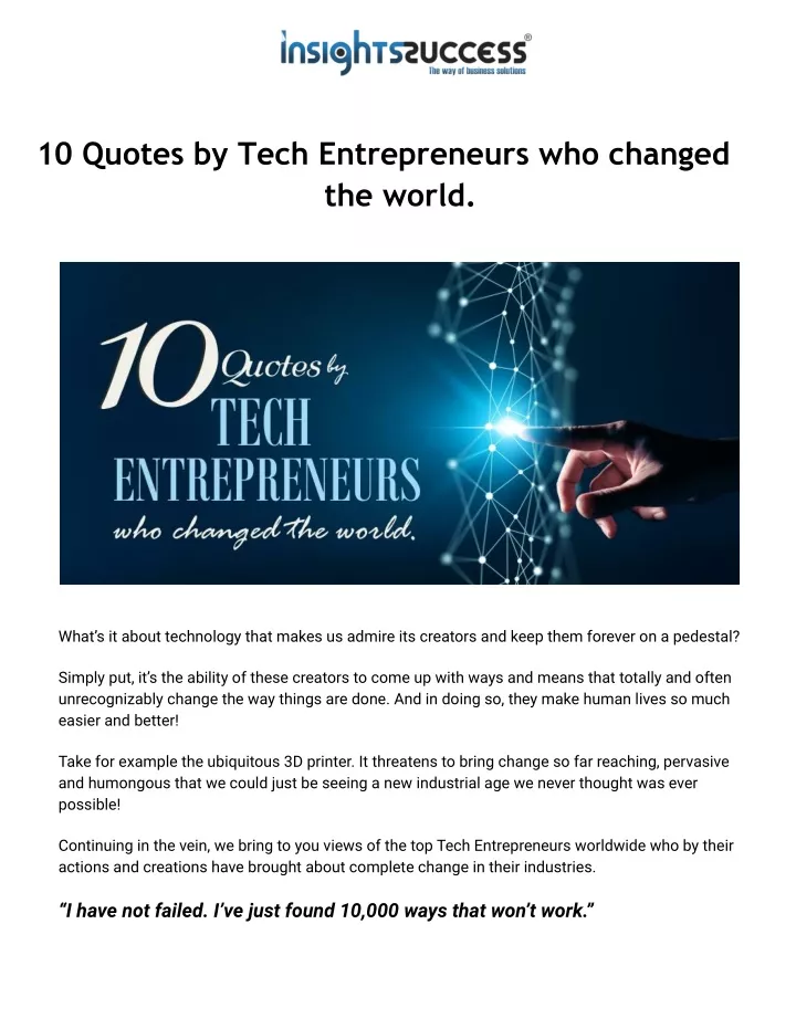 10 quotes by tech entrepreneurs who changed