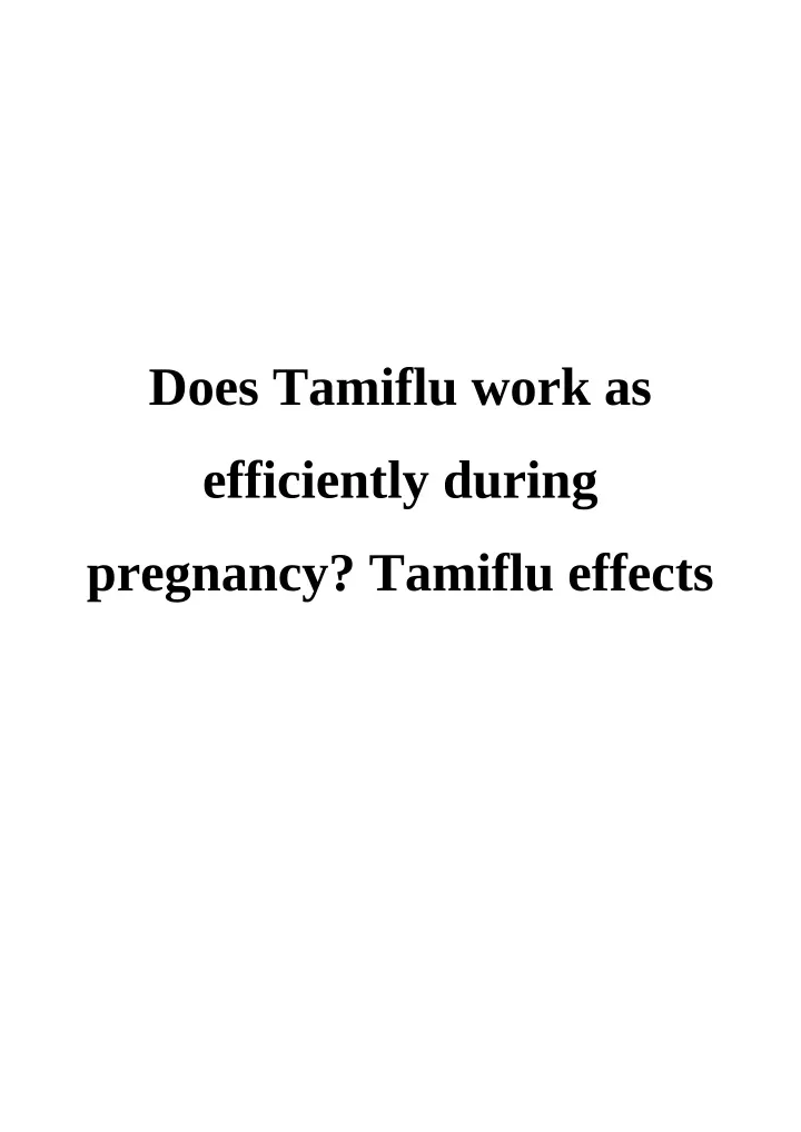 does tamiflu work as