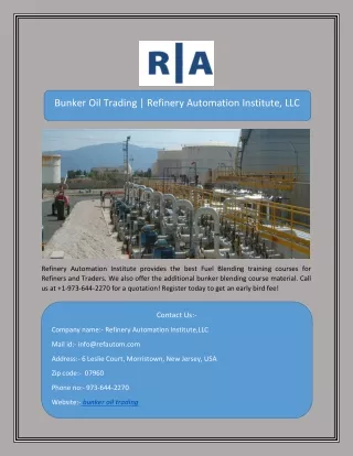 Bunker Oil Trading | Refinery Automation Institute, LLC