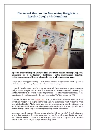 The Secret Weapon for Measuring Google Ads Results-Google Ads Hamilton