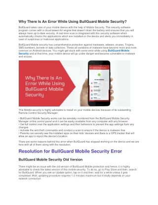 why there is an error while using bullguard