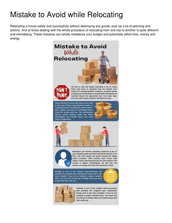 Mistakes To Avoid When Relocating