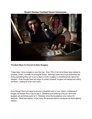 Smart Homes Combat Home Intrusions to Prevent & Deter Burglary