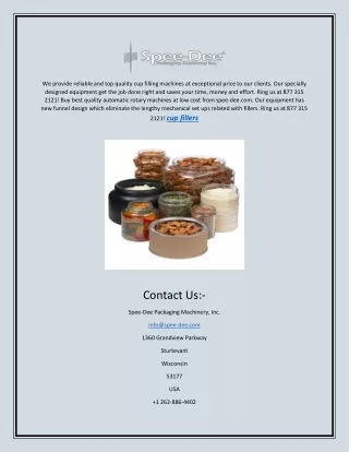 we provide reliable and top quality cup filling
