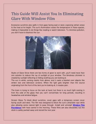 This Guide Will Assist You In Eliminating Glare With Window Film
