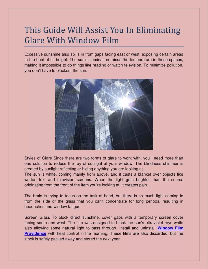 this guide will assist you in eliminating glare