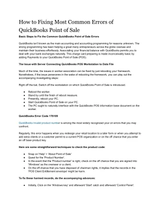 how to fixing most common errors of quickbooks