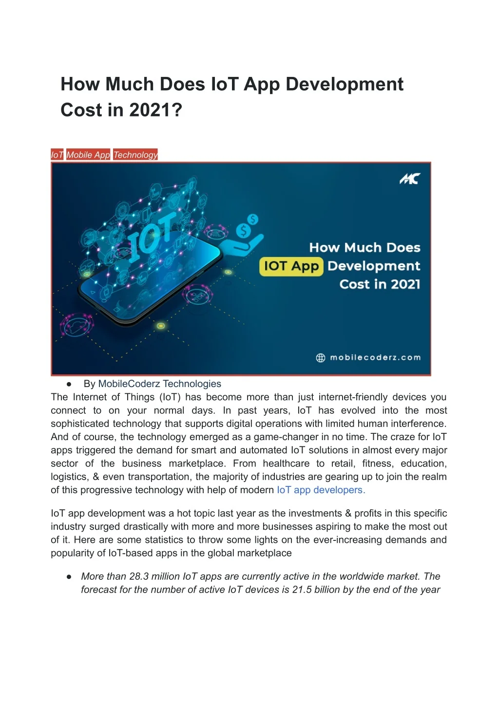 PPT - How Much Does IoT App Development Cost in 2021 PowerPoint ...