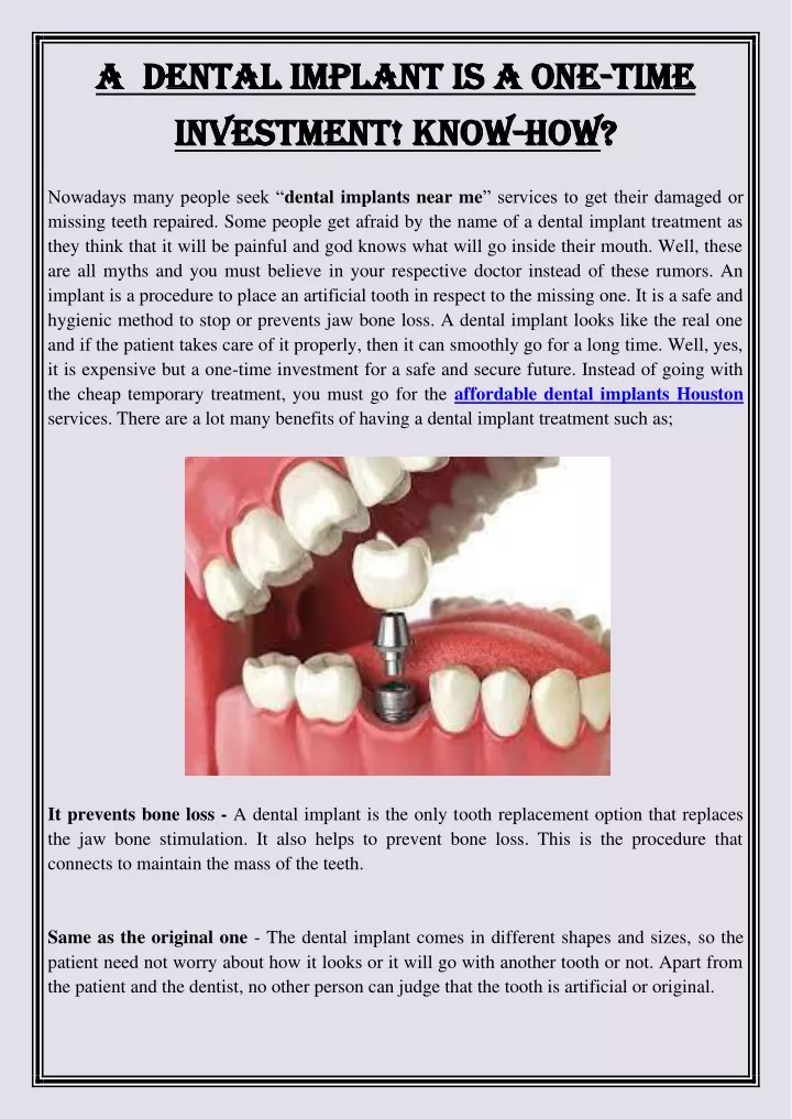 a dental implant is a one a dental implant