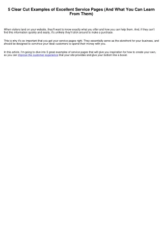 5 clear cut examples of excellent service pages