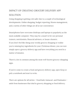 impact of creating grocery delivery app