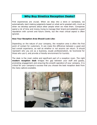 Why Buy Sinetica Reception Desks?