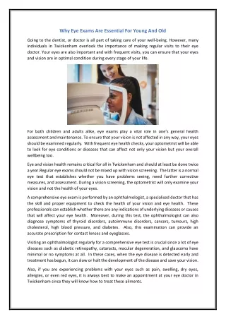 why eye exams are essential for young and old