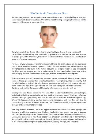 why you should choose dermal fillers