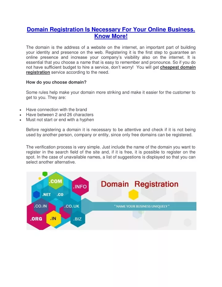 domain registration is necessary for your online