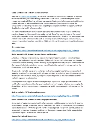 global mental health software market overview