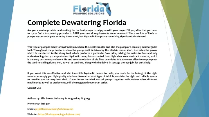 complete dewatering florida