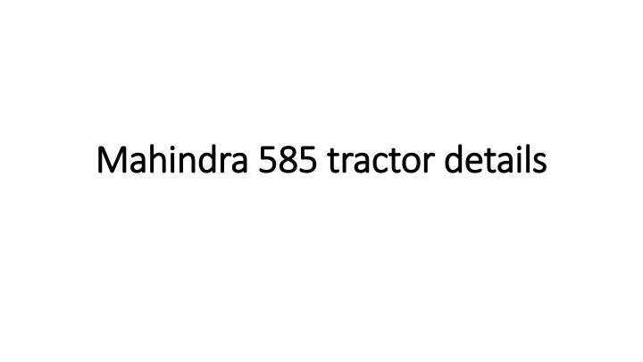 mahindra 585 tractor details