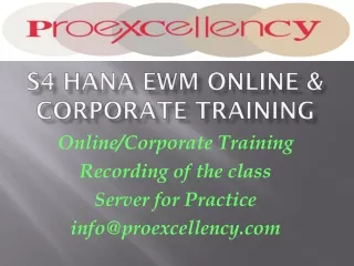S4 hana EWM Online & Corporate Training