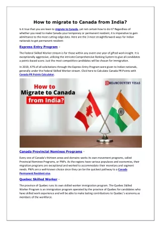 How to migrate to Canada from India