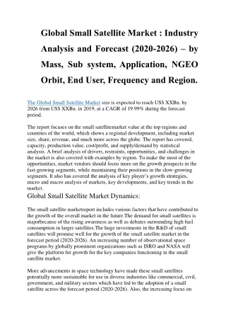 global small satellite market industry