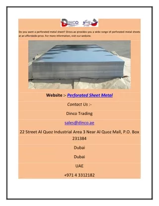 do you want a perforated metal sheet dinco