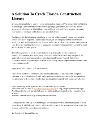 a solution to crack florida construction license