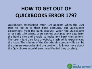 how to get out of quickbooks error 179