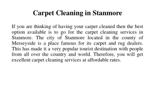 Carpet Cleaning in Stanmore
