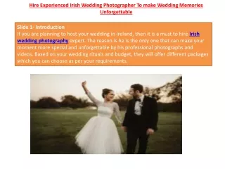 Hire Experienced Irish Wedding Photographer To make Wedding Memories Unforgettab