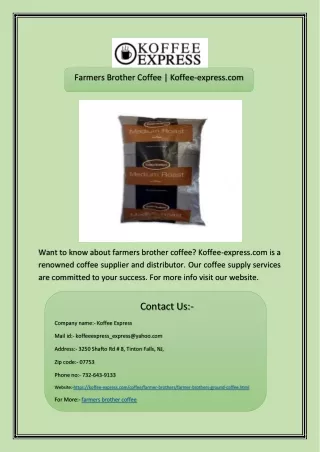 Farmers Brother Coffee | Koffee-express.com