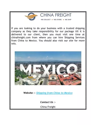 Trusted Shipping Services from China to Mexico