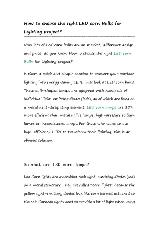 how to choose the right led corn bulbs
