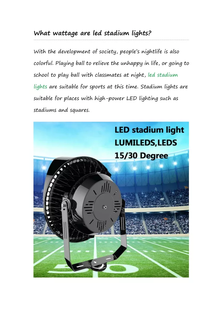 what wattage are led stadium lights