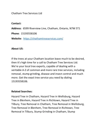 chatham tree services ltd