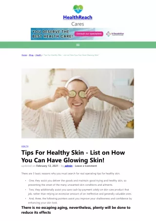 Tips For Healthy Skin List on How You Can Have Glowing Skin