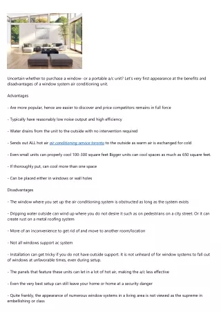 Window Air Conditioner Pros and Cons