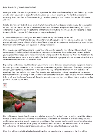 enjoy river rafting tours in new zealand