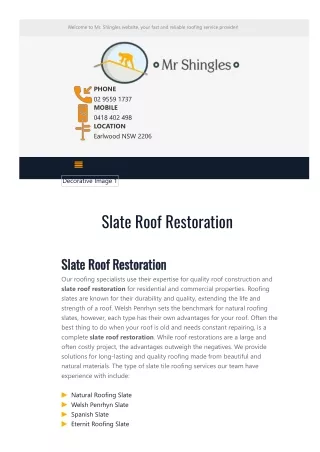 Slate Roof Restoration