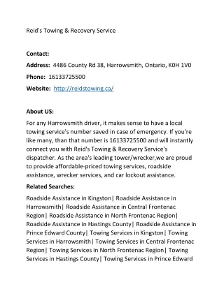 reid s towing recovery service