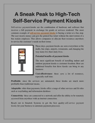 A Sneak Peak to High-Tech Self-Service Payment Kiosks