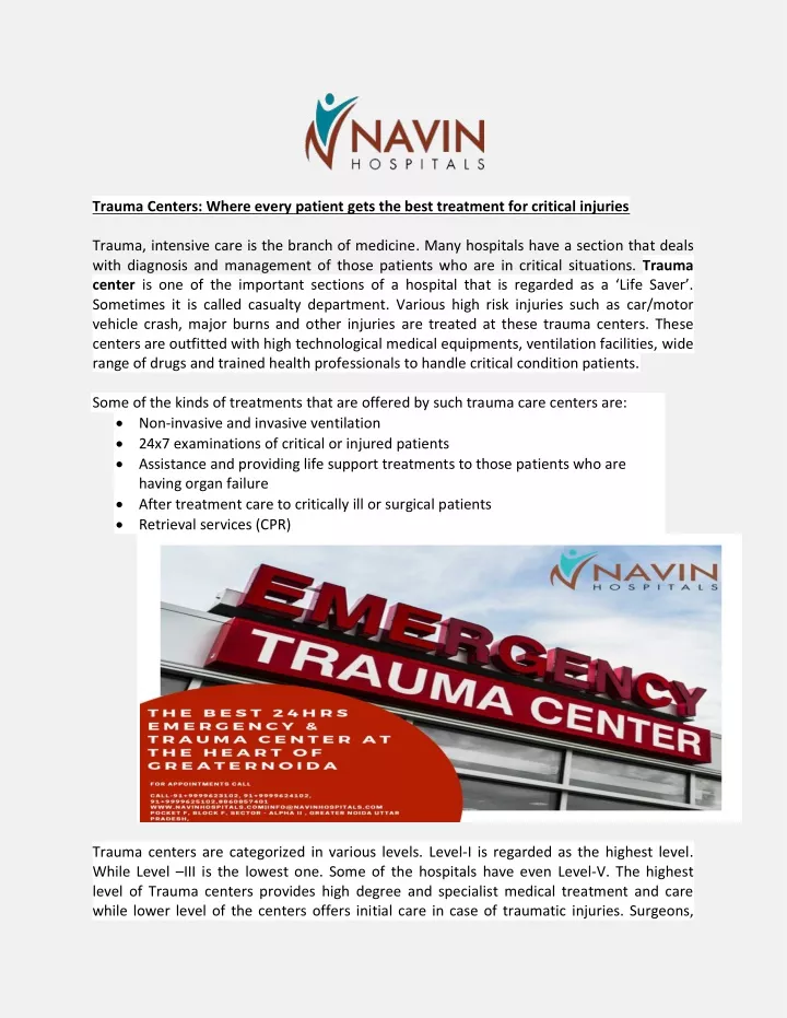 trauma centers where every patient gets the best