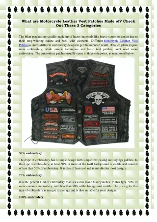 what are motorcycle leather vest patches made