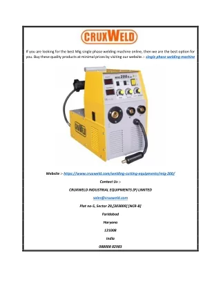 Single Phase Welding Machine | Cruxweld.com