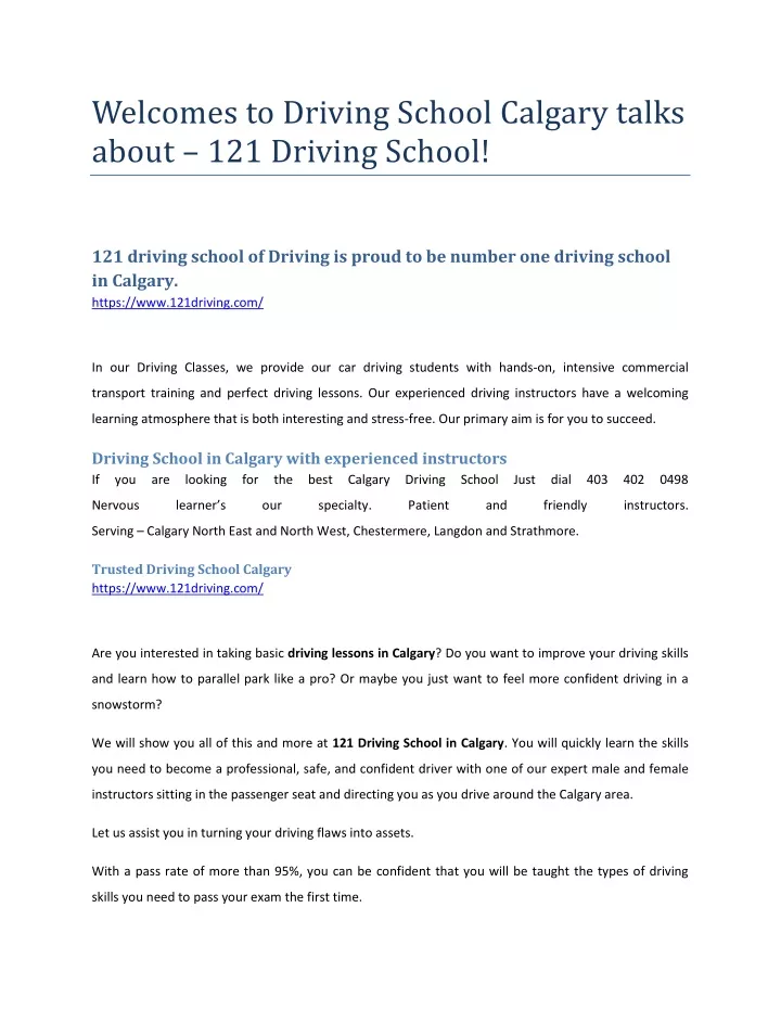 welcomes to driving school calgary talks about
