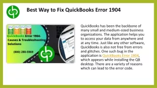 Best Way to Fix QuickBooks Error 1904
