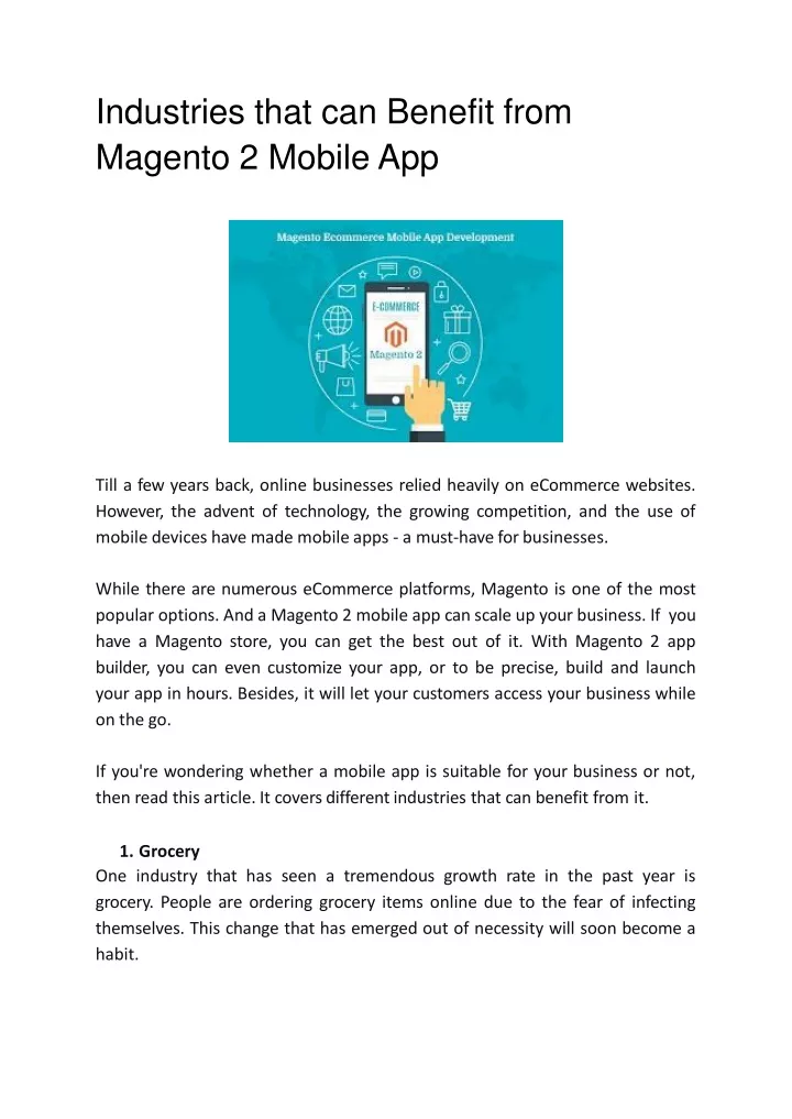 industries that can benefit from magento 2 mobile app