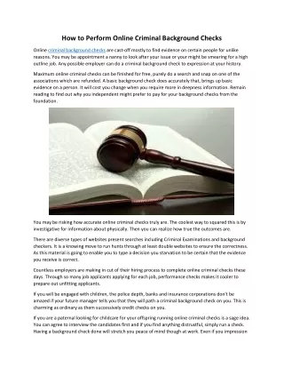 How to Perform Online Criminal Background Checks