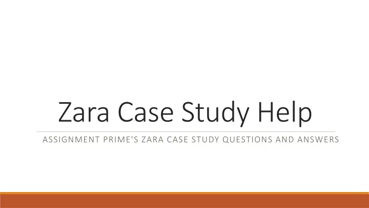 zara case study help